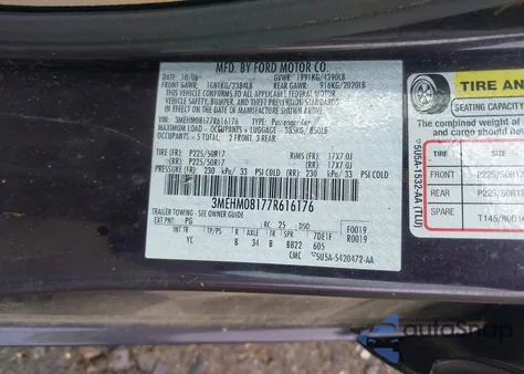 2007 Mercury Milan V6 Premier z USA, uszkodzony, nr VIN 3MEHM08177R616176